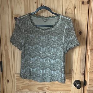 POL Green Lace Top